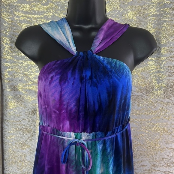 B.Wear Too Women’s Blue/Purple Tie Dye Maxi Dress Size M - Picture 3 of 13